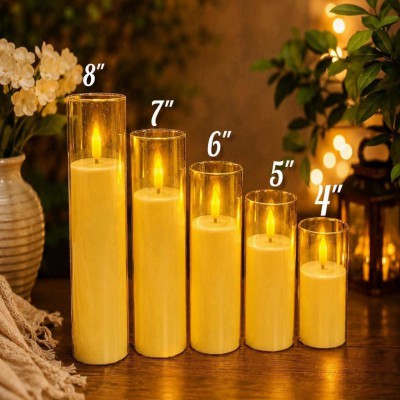 🕯️ Artificial Glass Candle Light – 5 In 1 Set
